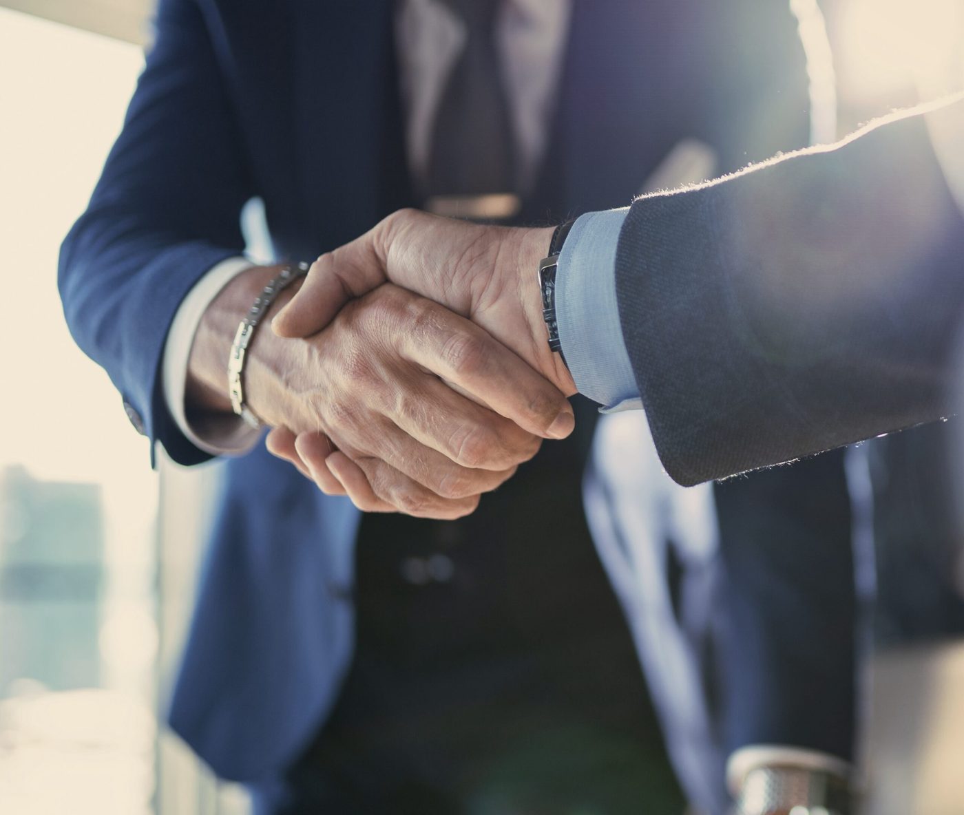 Two business people shaking hands